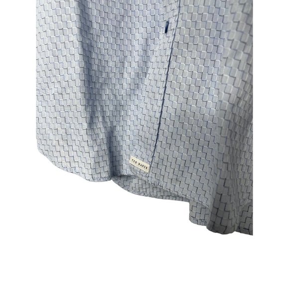 Ted Baker long sleeve button down textured geometric blue size L - Picture 5 of 9